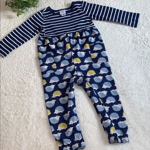 Hanna Andersson Blue Hedgehog Romper 3T 90 EUC